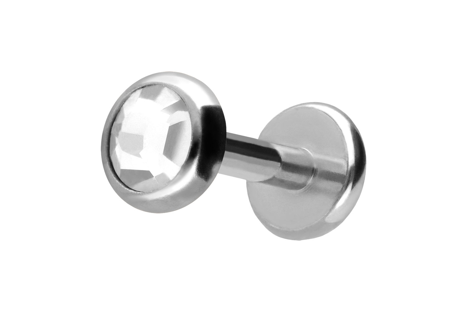 Titan Labret Piercing mit Push Fit KRISTALLDISC